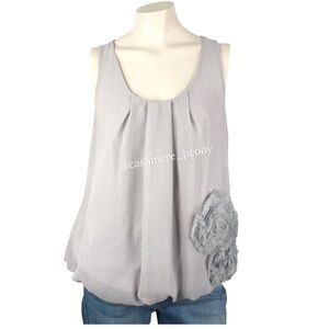 Peridot Gray Flower Applique Chiffon Tank
